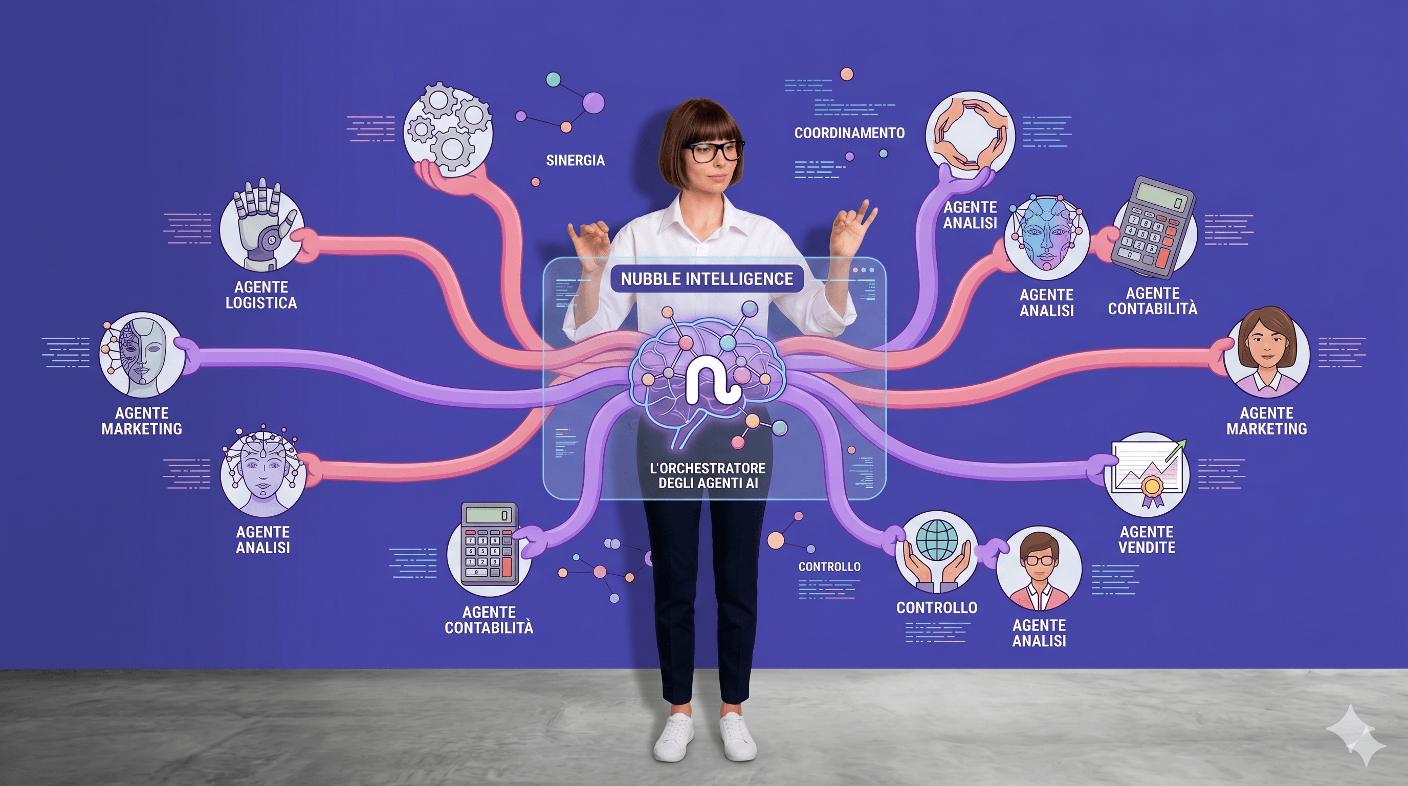 Nubble Intelligence orchestra gli Agenti AI: visualizzazione concettuale